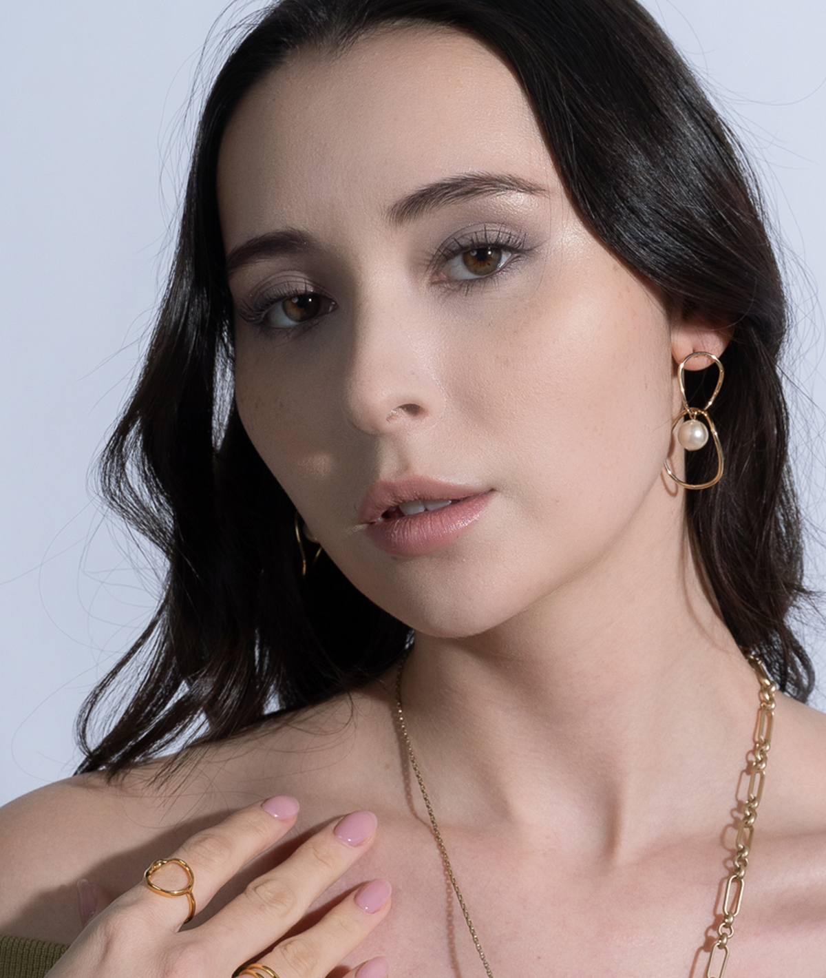 【RTP-3】ゴールドパールサークルピアス