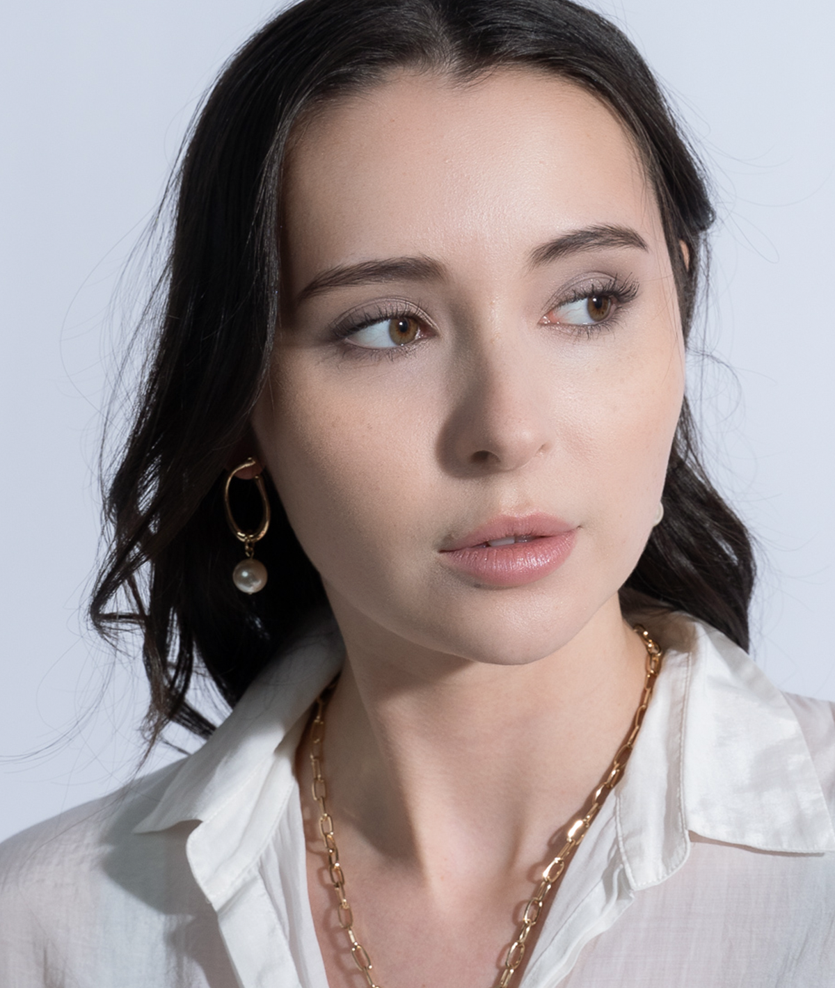 【RTP-6】ゴールドパールラインピアス(フープタイプ)