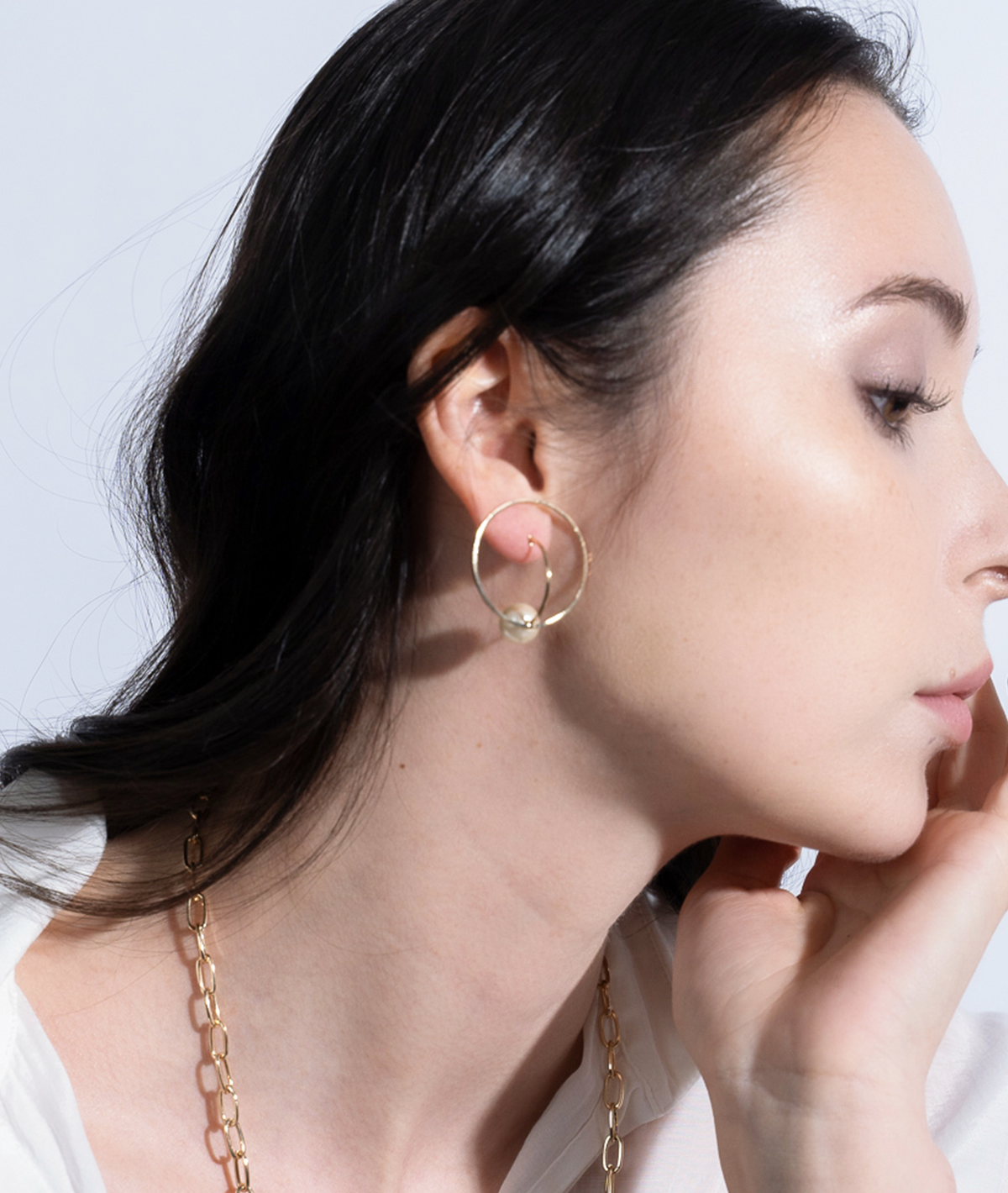 【RTP-4】ゴールドパールサークルピアス