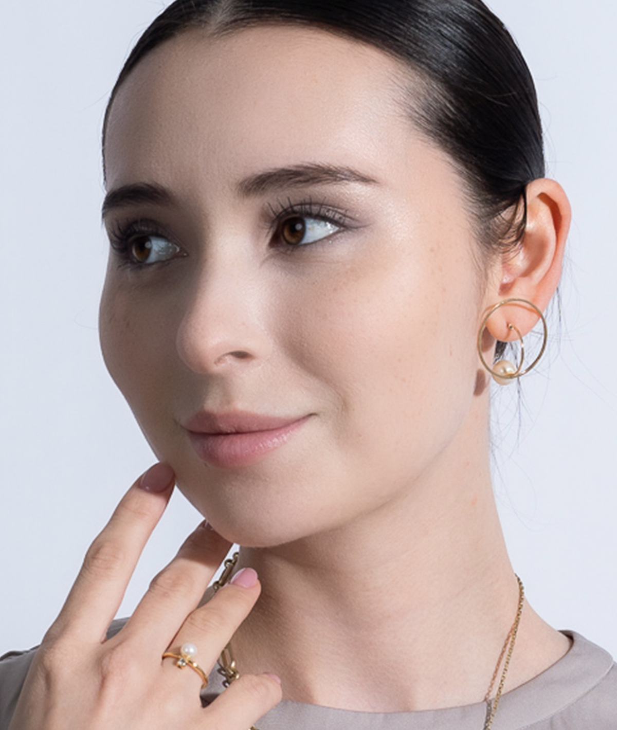 【RTP-4】ゴールドパールサークルピアス