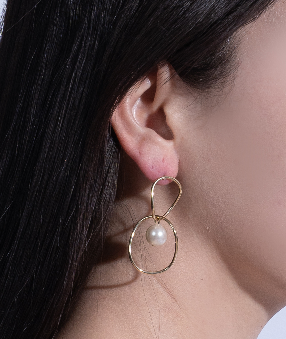 【RTP-3】ゴールドパールサークルピアス