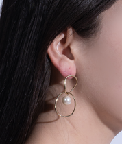 【RTP-3】ゴールドパールサークルピアス